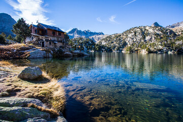 Autumn landscape in Aiguestortes and Sant Maurici National Park, Spain