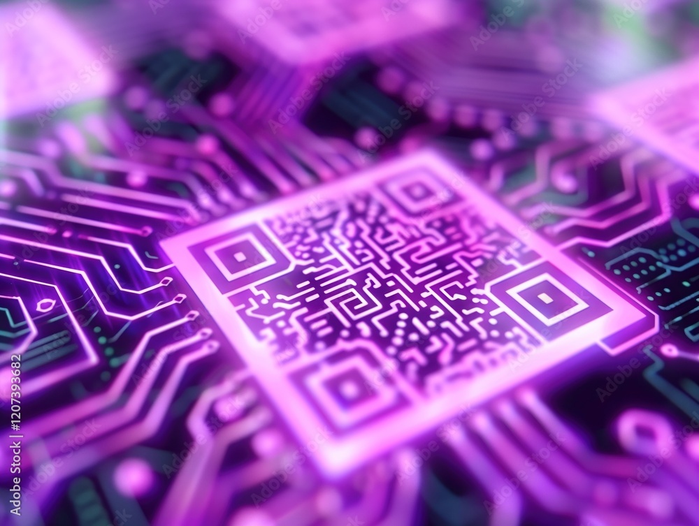 Aufkleber a computer chip with a qr code on it