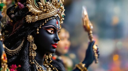 Maha kali goddess in focus light depicted hindu culture
