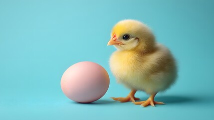 Fototapeta premium Cute Easter Chick with Colorful Egg – Easter Celebration Concept