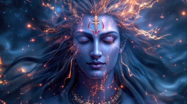 Lord shiv hindu god in eternal space