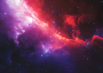 Naklejka premium A nebula of red, purple, and blue stars with an open space background