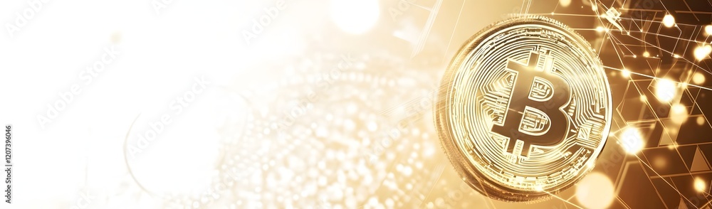 Aufkleber a digital representation of bitcoin with a golden hue and abstract background.