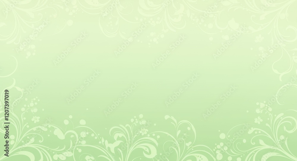 Poster elegant green floral background with subtle abstract swirls and patterns