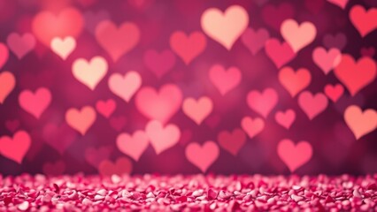 Obraz premium Romantic Pink Hearts Valentine Background Design of red out love cute 