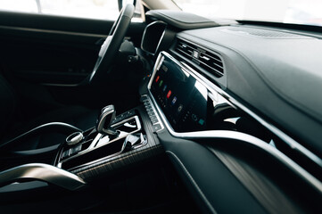 interior of a new car, steering wheel and panels