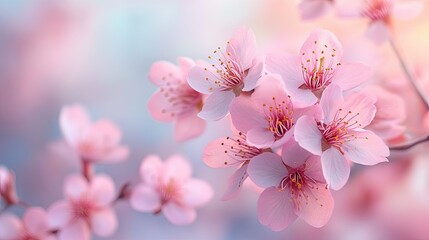 Obraz premium Delicate Pink Cherry Blossoms in Springtime Bloom