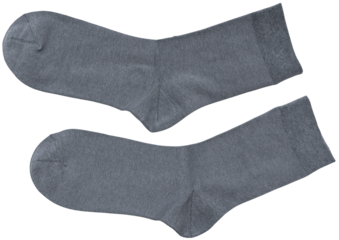 Grey Men's Socks isolated on a transparent background.