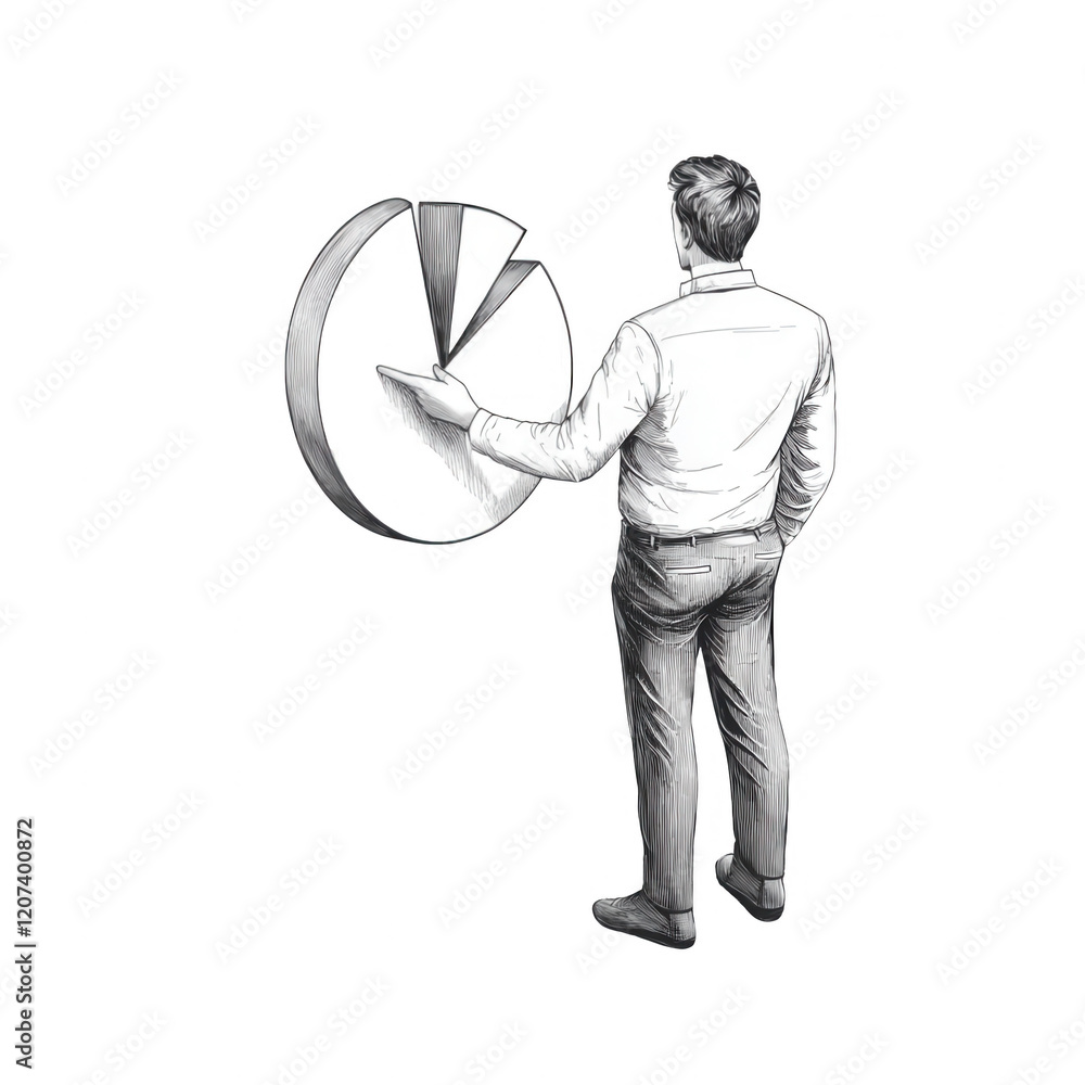 Aufkleber a businessman analyzing data trends on a digital screen., isolated on a transparent background.