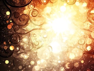 Golden Swirls and Sparkling Lights Festive Background