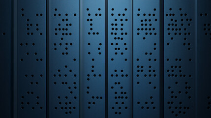 Background photo of a dark blue internet-like metal panel with numerous holes