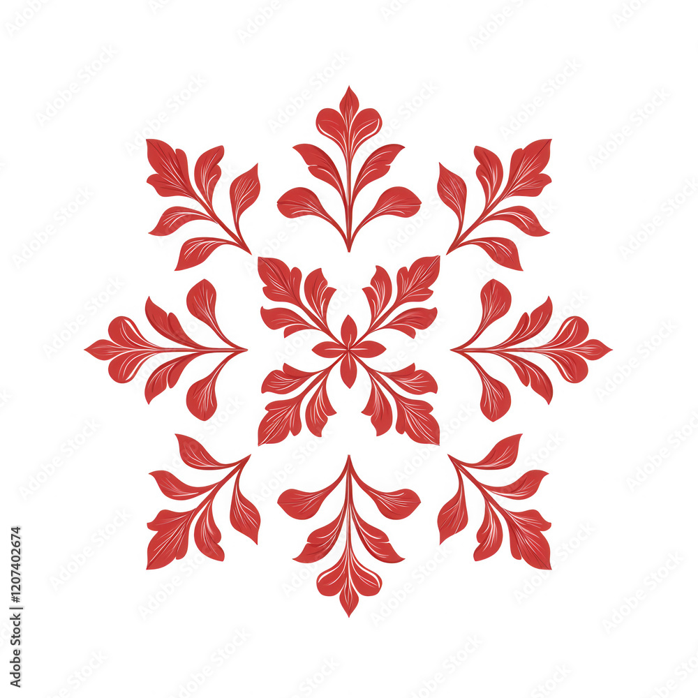 Poster a decorative red floral design creating an elegant and unique pattern., isolated on a transparent ba