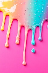 Colorful Melted Gradient Liquid with Holographic Drips on Vibrant Background