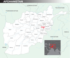 Obraz premium Afghanistan map with capital Kabul, most important cities and national bordersAfghanistan map with capital Kabul, most important cities and national borders