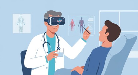Virtual reality in healthcare: doctor using vr headset for patient consultation and diagnosis