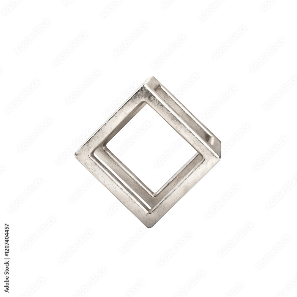 Poster a modern metallic diamond-shaped frame with an elegant design for creative use., isolated on a trans