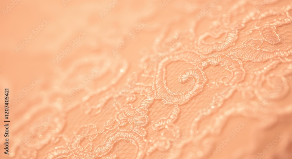 Poster elegant lace pattern with soft peach background for wedding and textile design