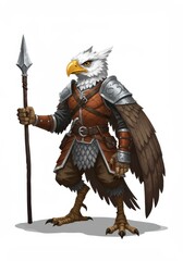 Obraz premium Majestic eagle warrior in armor holding spear