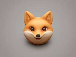 Obraz premium Charming fox emoji icon with vintage sepia tones on a muted gray backdrop