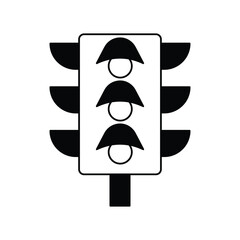 traffic lights glyph outline icon with white background vector stock illustration