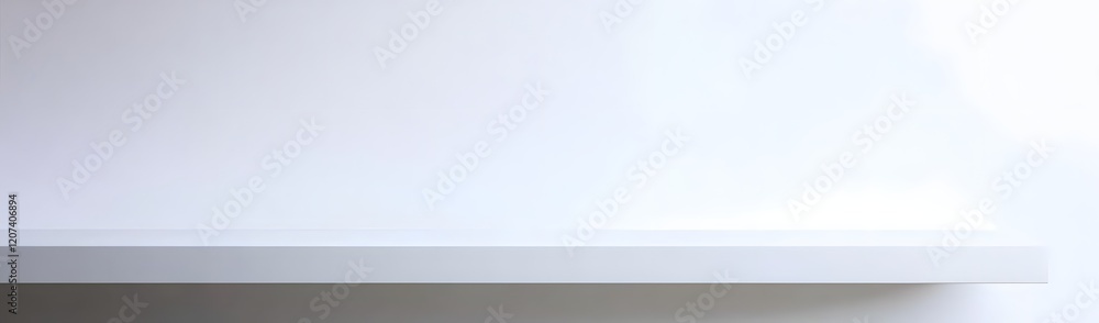 Poster a minimalist white shelf against a plain backdrop, emphasizing simplicity and design.