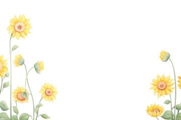 Obraz premium PNG Painting of sunflower border backgrounds nature landscape.