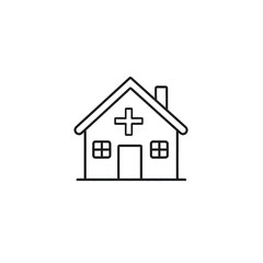 An illustration of a house featuring a medical cross symbol., isolated on a transparent background.