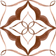 Watercolor Azulejos Tile in Mocha tones