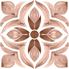 Watercolor Azulejos Tile in Mocha tones