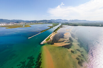 Aerial view of the Neretva river delta valley near Ploce, Dalmatia, Croatia.