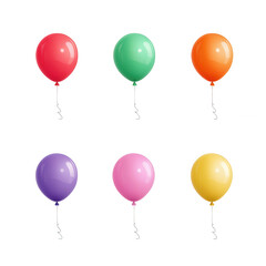 Bright and colorful balloons in various shades, perfect for celebrations and events., isolated on a transparent background.