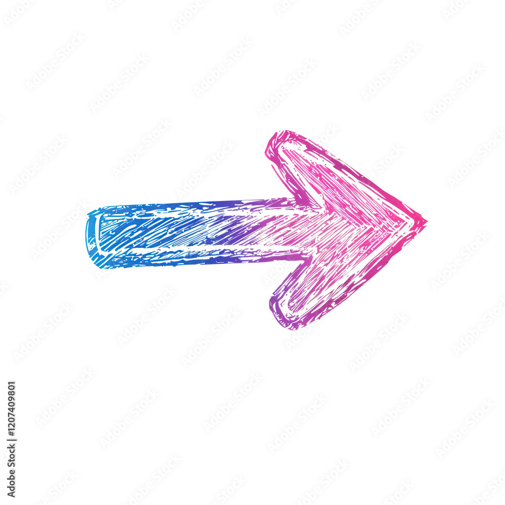 Poster colorful artistic arrow icon with a gradient design for creative projects., isolated on a transparen