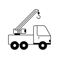 crane truck glyph outline icon with white background vector stock illustration