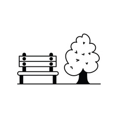 park glyph outline icon with white background vector stock illustration