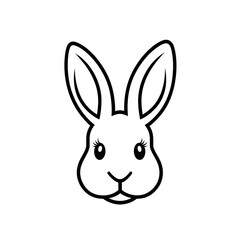 Obraz premium Cute and simple outline of a rabbit's face, perfect for whimsical designs., isolated on a transparent background.