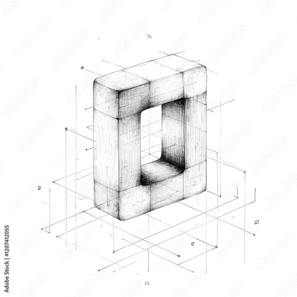 Poster geometric abstract design showcasing innovative architectural concepts., isolated on a transparent b