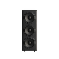 High-quality black speaker with three powerful woofers for enhanced audio experience., isolated on a transparent background.