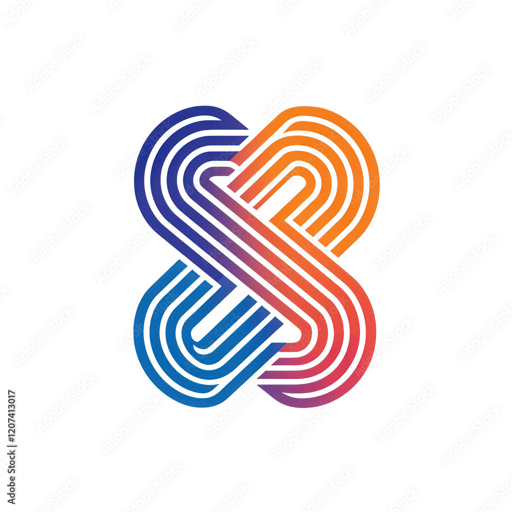 Poster modern abstract logo design with vibrant colors and intertwined patterns for branding., isolated on 