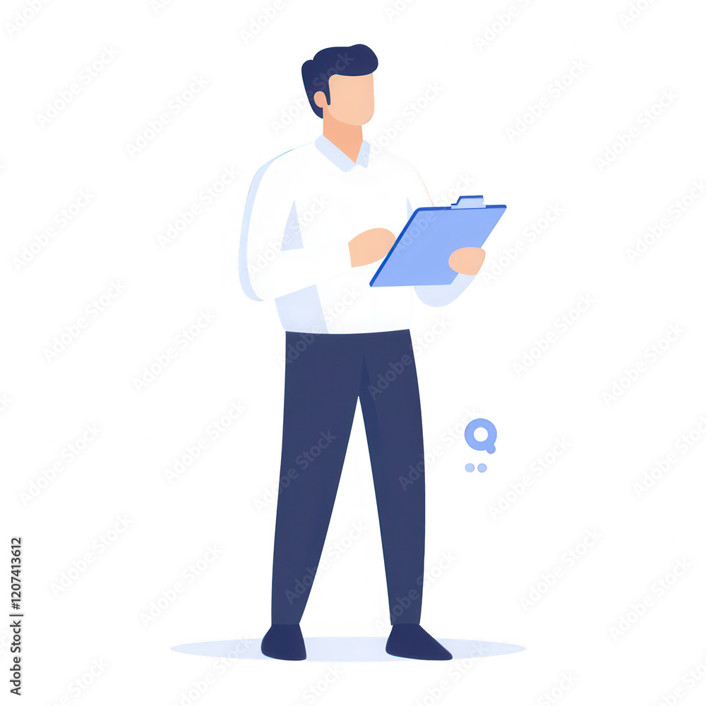 Aufkleber professional man analyzing data while holding a clipboard, representing strategy and planning., isol