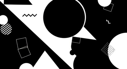 Abstract geometric black and white pattern with bold shapes and contrasts