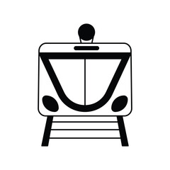tram glyph outline icon with white background vector stock illustration