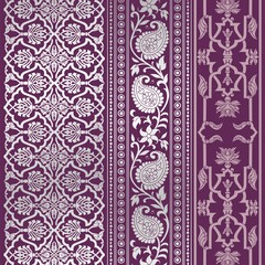 wedding card design, traditional paisley floral pattern , royal India	