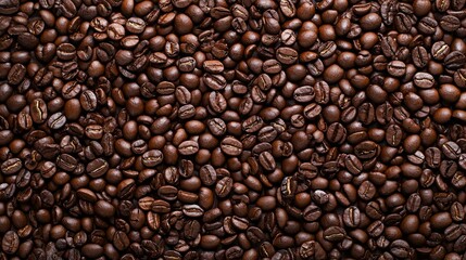 Fototapeta premium A close-up view of roasted coffee beans, showcasing their rich color and texture.