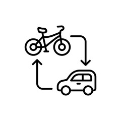 Car free day outline icons, minimalist vector illustration ,simple transparent graphic element .Isolated on white background