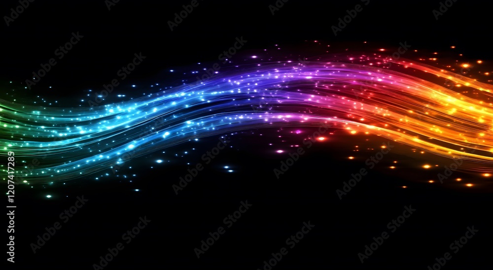 Poster representing the fast data transfer speeds in digital fiber optic network technology, which creates 