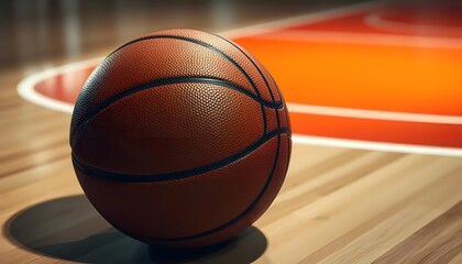 Obraz premium Basketball on Court: Game Ready