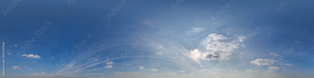 Canvas Prints blue sky hdri 360 panorama with white clouds before sunset with zenith for use in 3d graphics as sky