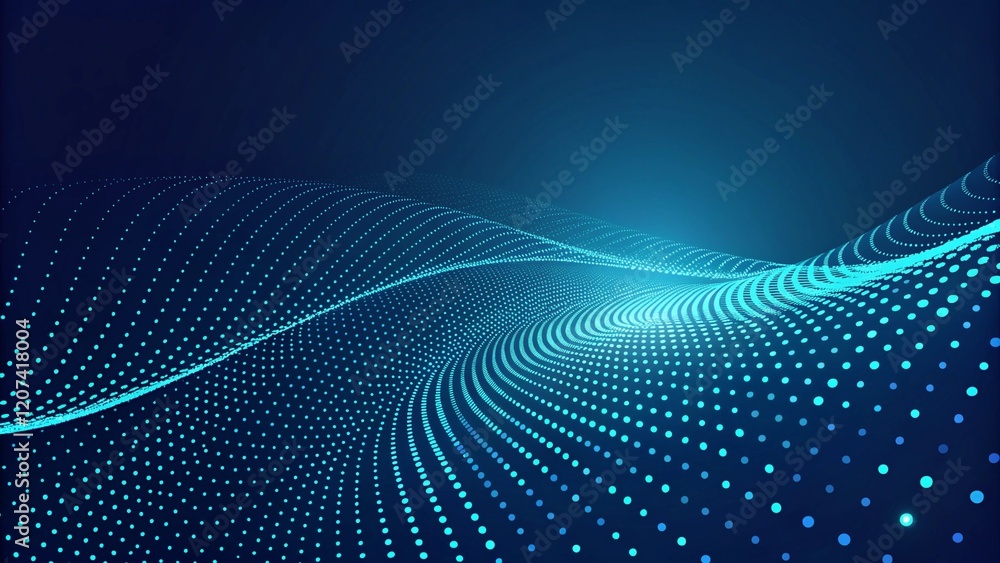 Leinwandbilder 3d abstract dark blue background with dots pattern vector design, technology theme, dimensional dott