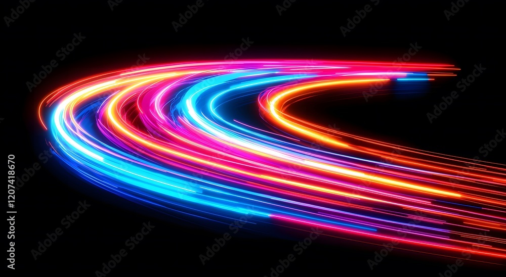 Poster representing the fast data transfer speeds in digital fiber optic network technology, which creates 