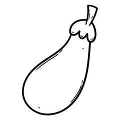 Hand drawn doodle eggplant on white background.